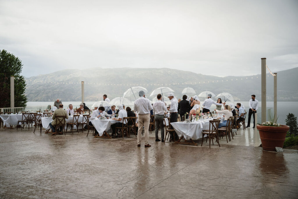 Outdoor wedding ceremony at Vows and Vines Vineyard overlooking Okanagan Lake in Penticton BC